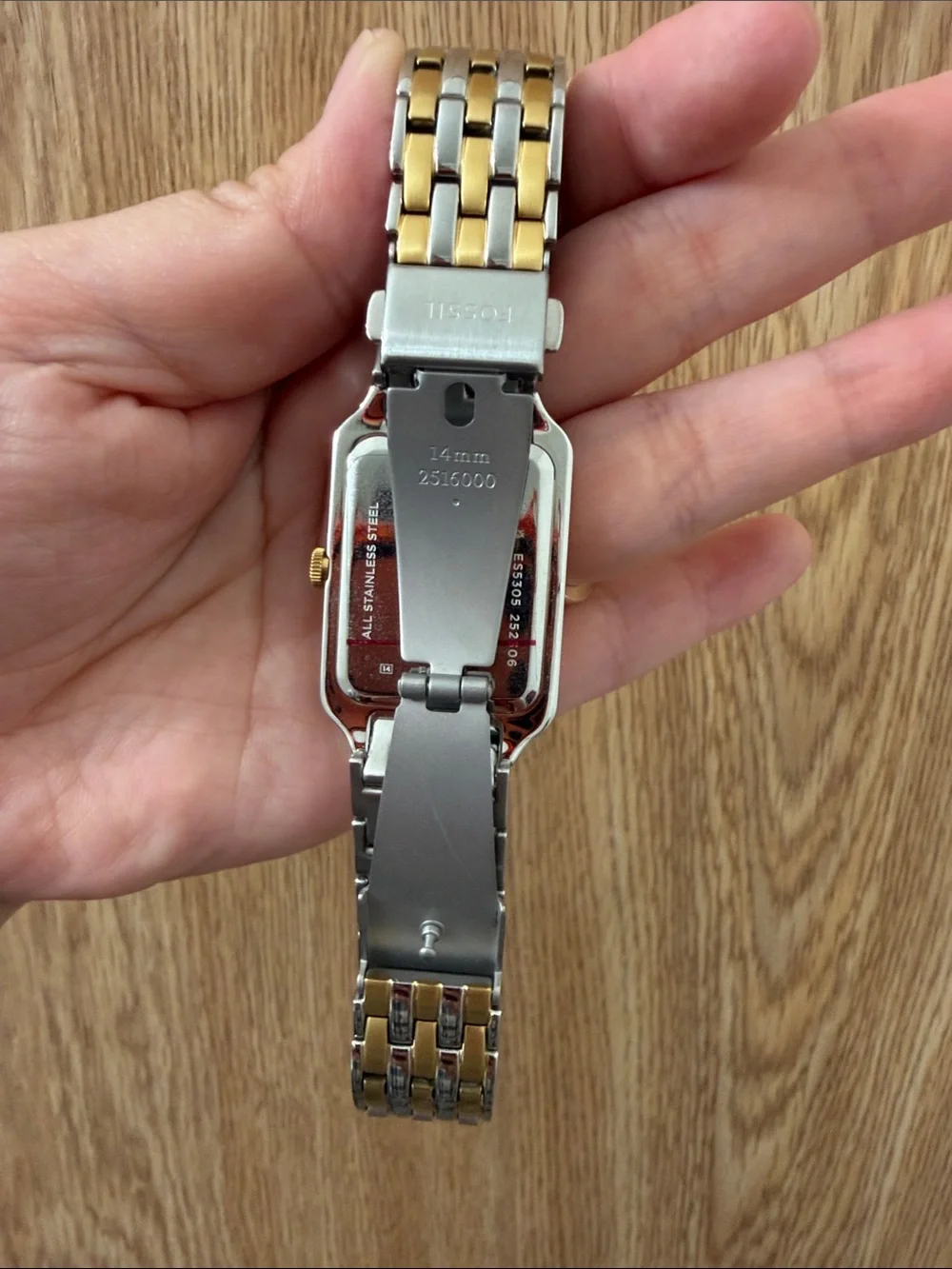 Fossil Two-Tone Gold and Silver Rectangular Women’s Bracelet Watch